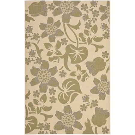 Safavieh 4 Ft. X 5 Ft. -7 In. Small Rectangle Indoor-Outdoor Courtyard- Cream And Green- Machine Made Rug CY7014-14A5-4